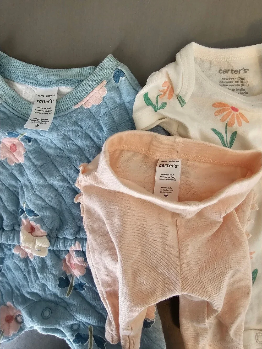 Newborn Baby Girl Summer Outfit Bundle | Carter’s & Cloud Island Floral Sets - Picture 2 of 4
